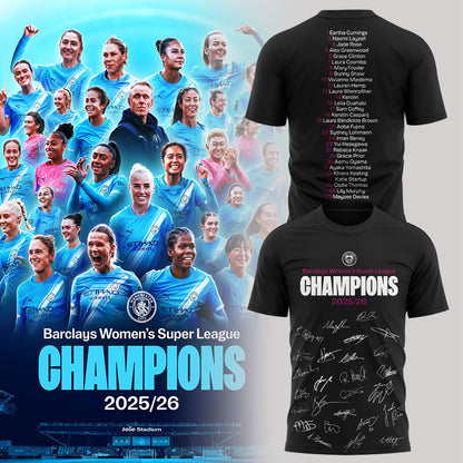Manchester City Women Our incredible journey to the 2025/26 WSL title WSL CHAMPIONS! Shirt Black V3
