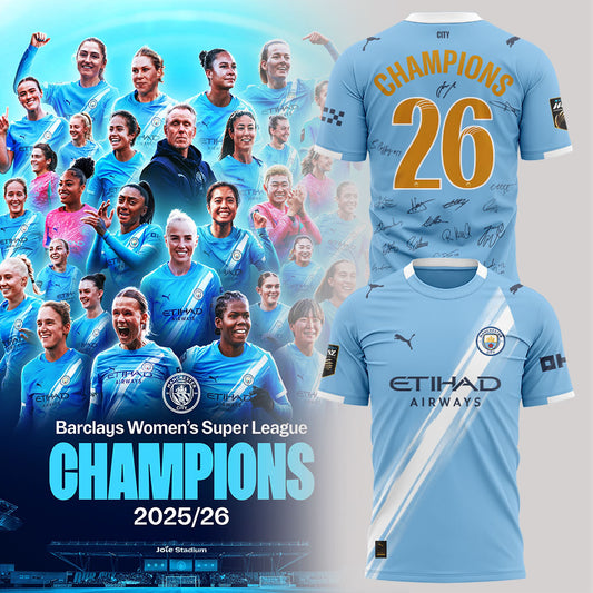 Manchester City Women Our incredible journey to the 2025/26 WSL title WSL CHAMPIONS! Shirt Blue