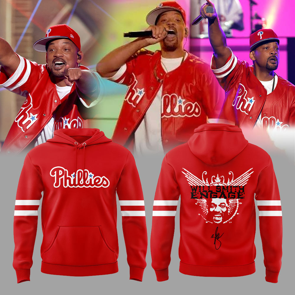 Will Smith Rocked a Red Phillies Jersey + Phillies Hat during his performance at the One Philly Unity Concert for America Hoodie