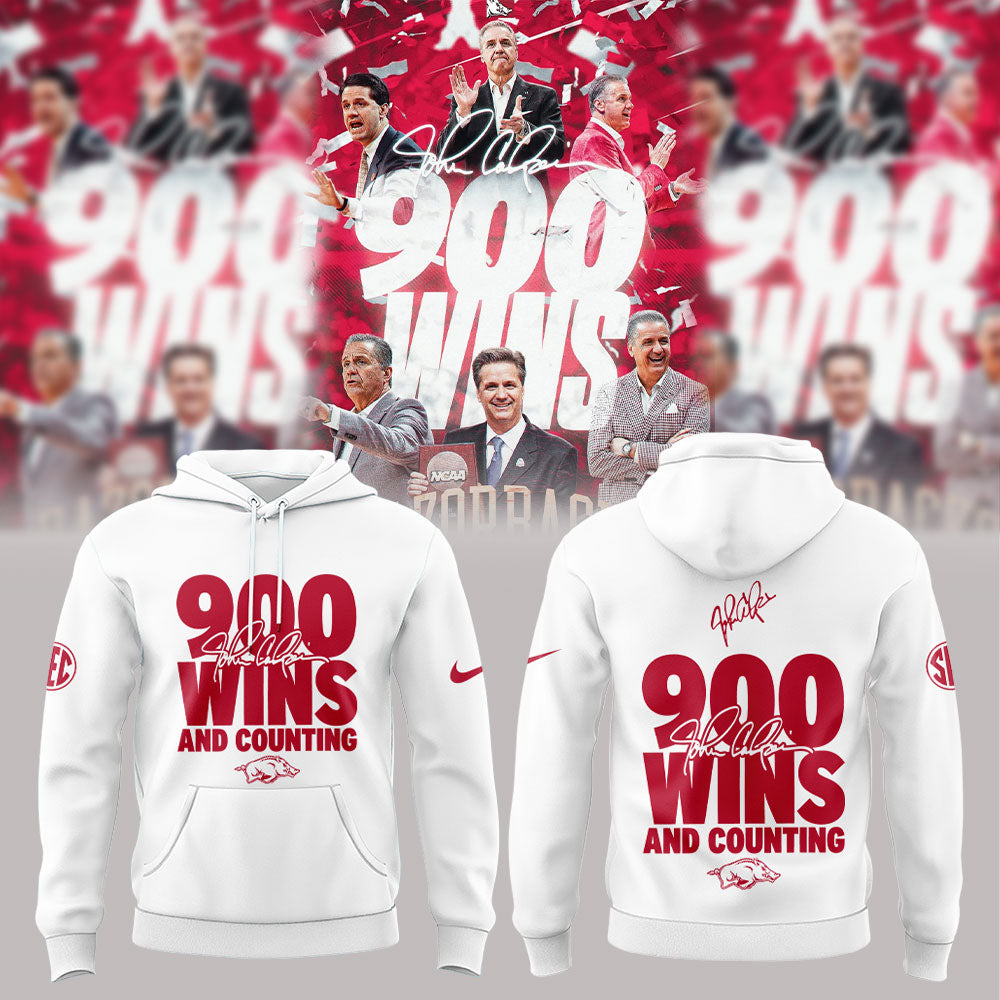 Arkansas Razorbacks Basketball Coach John Calipari 900 wins and counting Hoodie V2