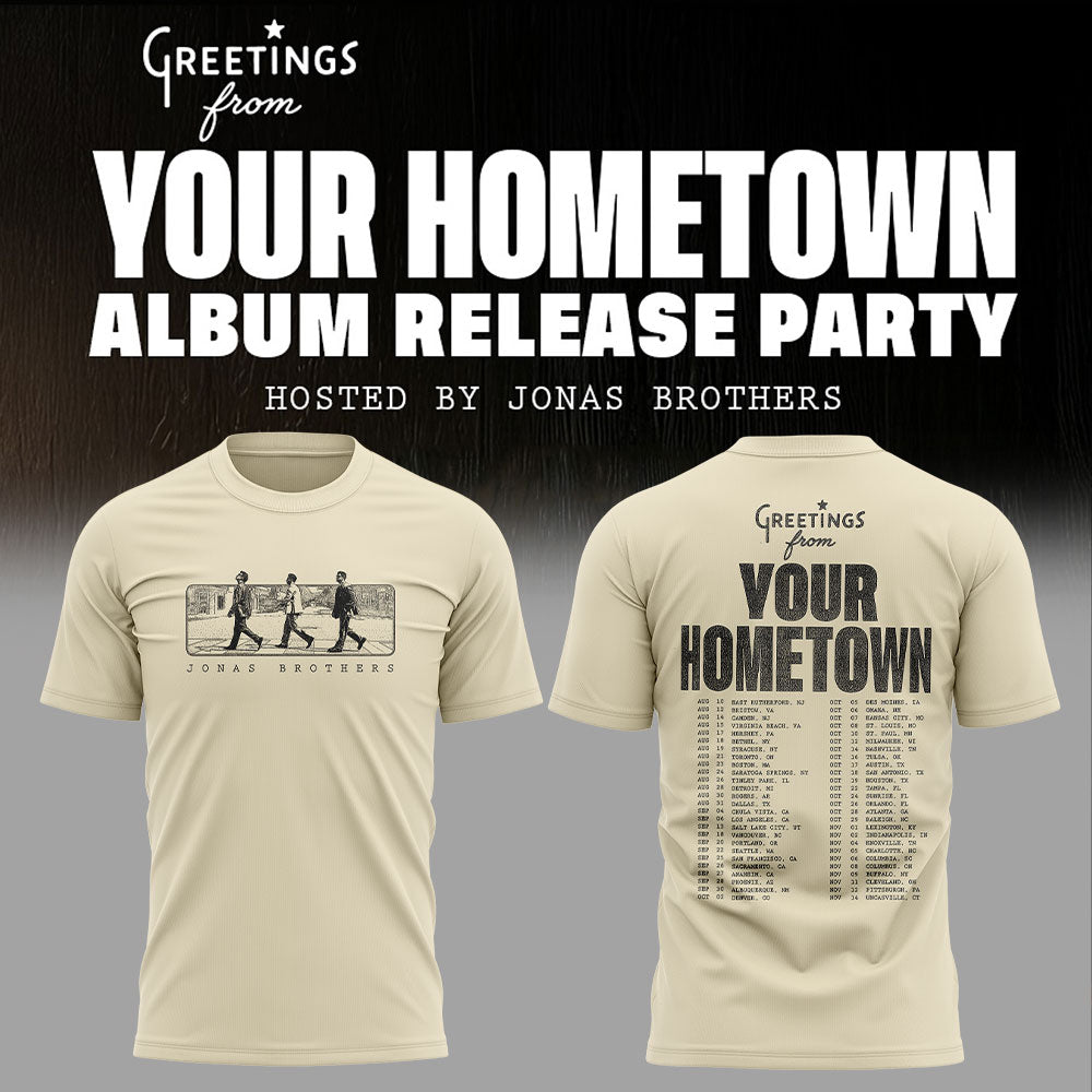 Limited Edition Greeting’s From Your Hometown Jonas Brothers Tour Beige T-Shirt