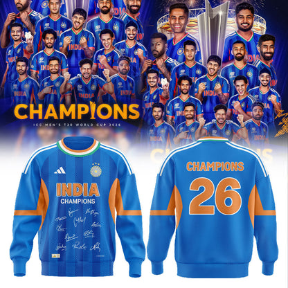 Cricket India 2026 T20 World Cup Champions Sweatshirt V2