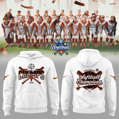 Texas Longhorns 2026 SEC Softball Tournament Champions Locker Room Hoodie White