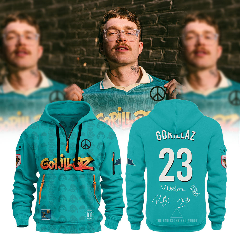 Gorillaz The Mountain Tour (2026–2027) Blue Hoodie Signature
