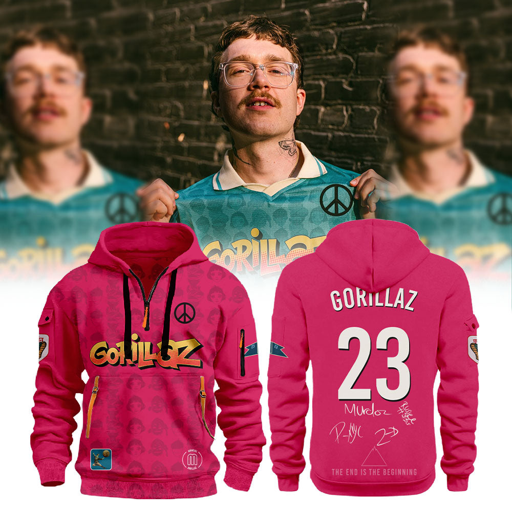 Gorillaz The Mountain Tour (2026–2027) Pink Hoodie Signature