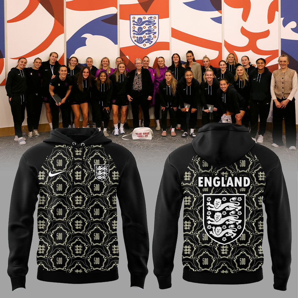 Special Pre-Match Shirts For The England Women’s National Team To Commemorate Their 500th Game 2026-2027 500th Hoodie Black