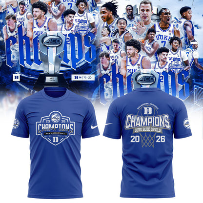 Duke Blue Devils 2026 T.Rowe Price ACC Men™s Basketball Tournament Champions Blue Shirt V2