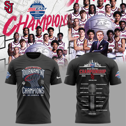 St John™s Basketball 2026 BIG EAST Conference Men™s Basketball Tournament Championships Black Shirt