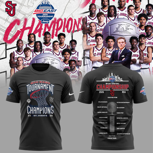 St John™s Basketball 2026 BIG EAST Conference Men™s Basketball Tournament Championships Black Shirt