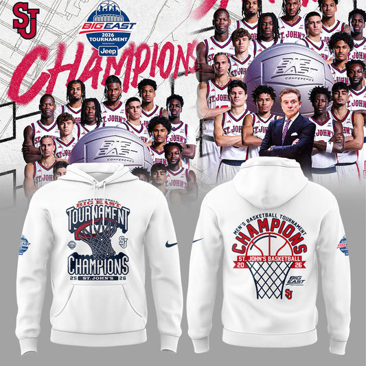 St John™s Basketball 2026 BIG EAST Conference Men™s Basketball Tournament Championships White Hoodie V2
