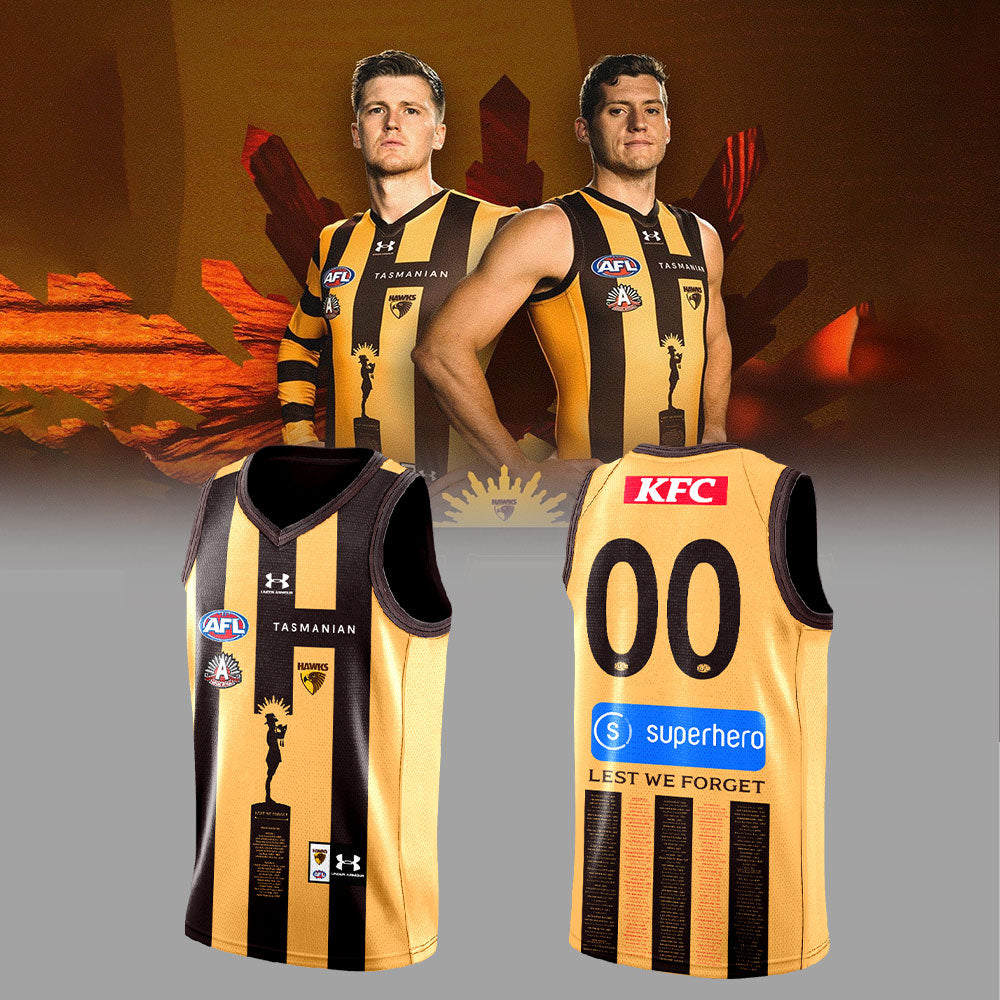 Hawthorn Hawks Football Club 2026 ANZAC Guernsey Jersey Custom Number