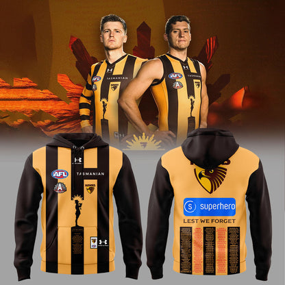 H Hawks Football Club 2026 ANZAC Guernsey Hoodie