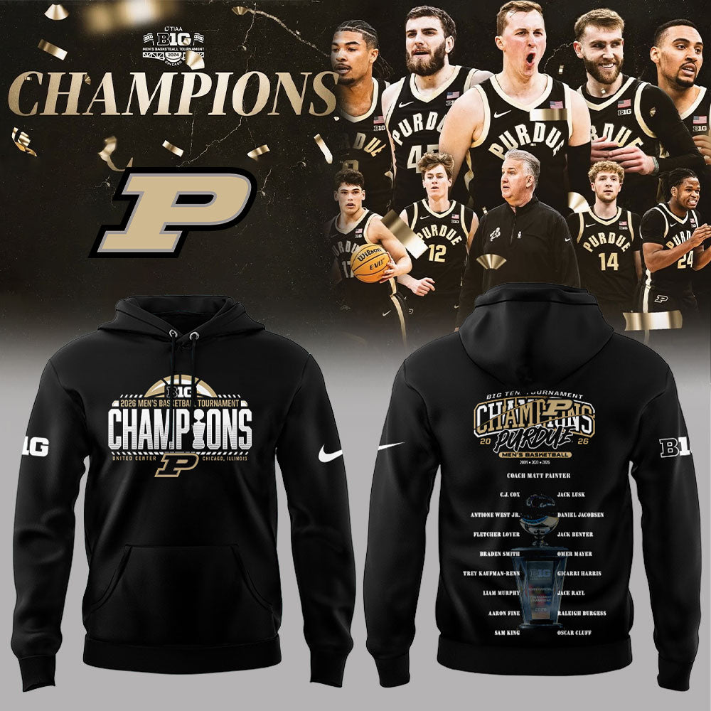 Purdue Boilermakers 2026 Big Ten Men™s Basketball Tournament Champions Hoodie Black V2