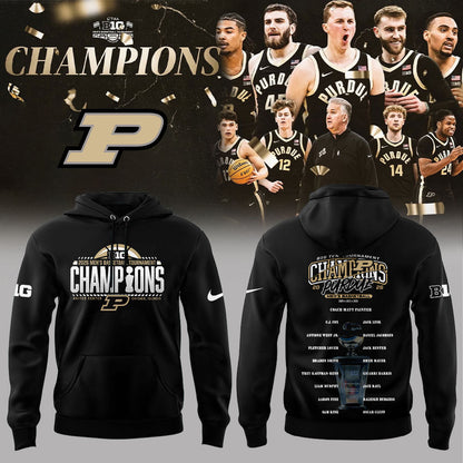 Purdue Boilermakers 2026 Big Ten Men™s Basketball Tournament Champions Hoodie Black V2