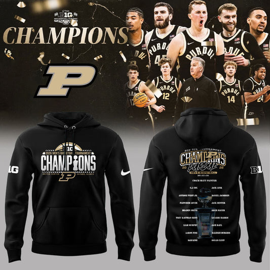 Purdue Boilermakers 2026 Big Ten Men™s Basketball Tournament Champions Hoodie Black V2