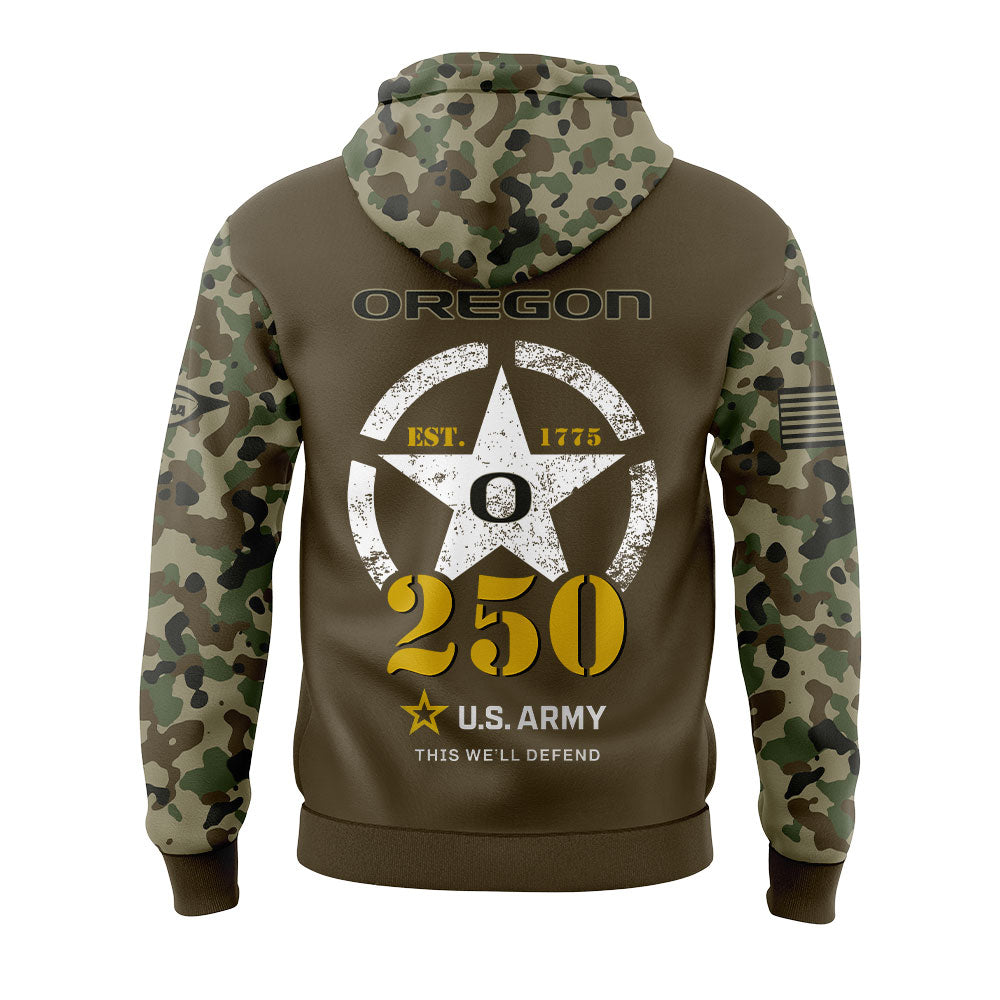Limited Edition Oregon Football U.S. Army 250th Celebration Hoodie