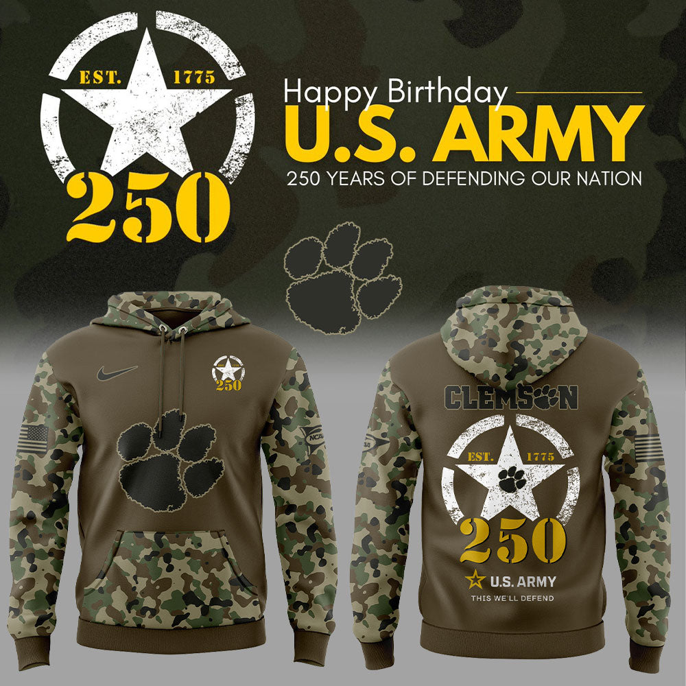 Limited Edition Clemson U.S. Army 250th Celebration Hoodie