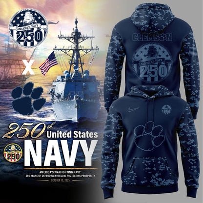 Limited Edition Clemson Football Navy 250th Celebration Hoodie