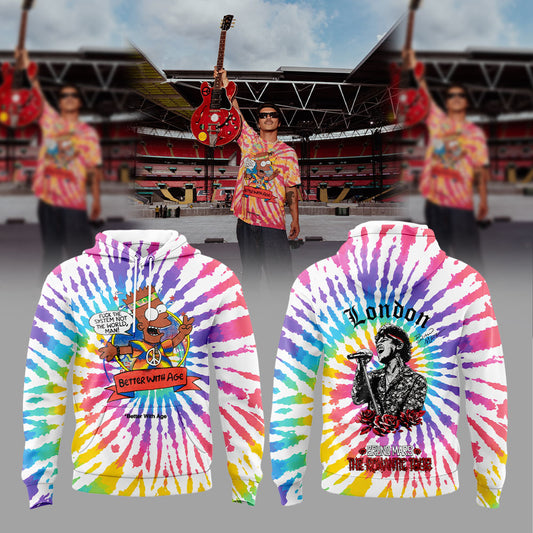 Bruno Mars performs at Wembley Stadium, London. Hoodie