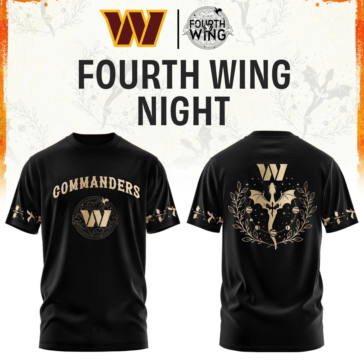 W Commanders Fourth Wings Night Black Shirt