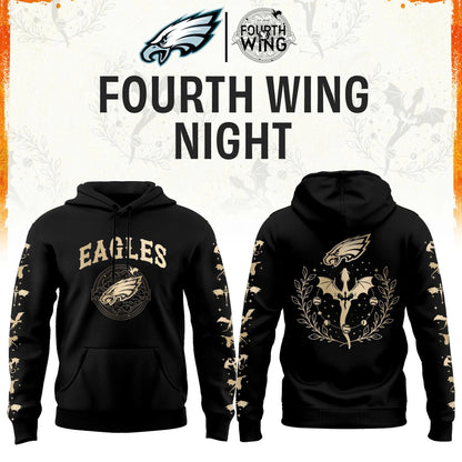 P Eagles Fourth Wings Night Black Hoodie