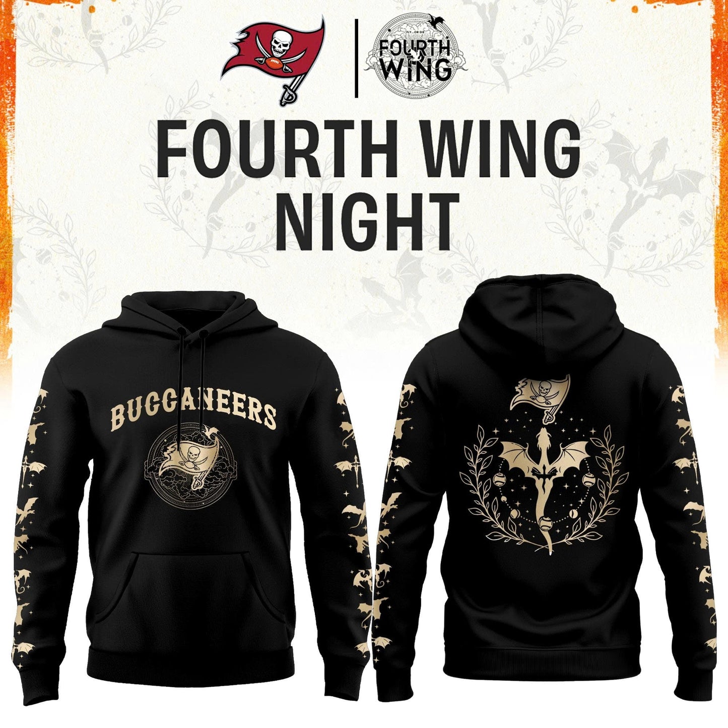 TB Buccaneers Fourth Wings Night Black Hoodie