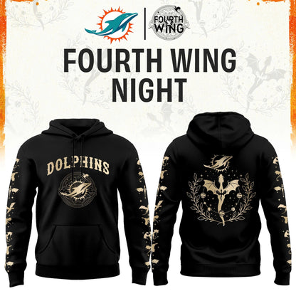 M Dolphins Fourth Wings Night Black Hoodie