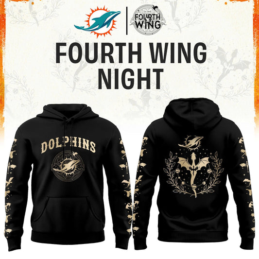 M Dolphins Fourth Wings Night Black Hoodie