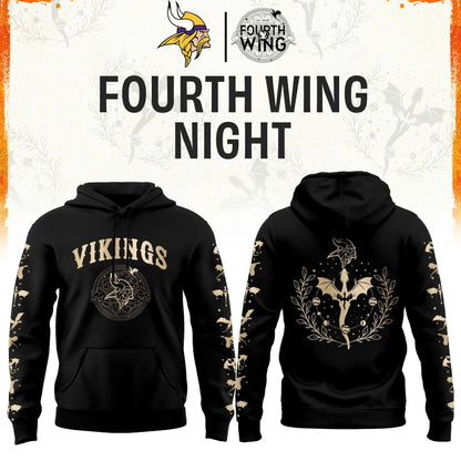 M Vikings Fourth Wings Night Black Hoodie