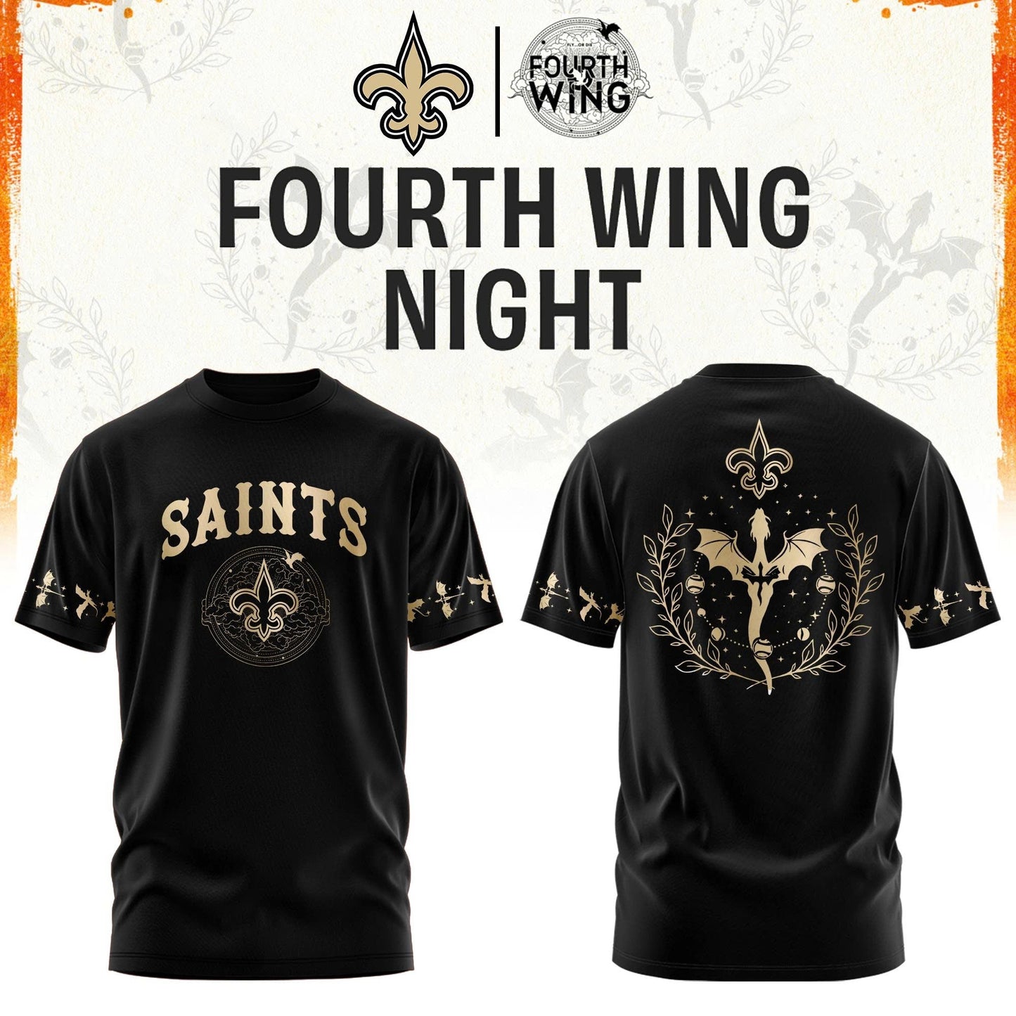 NO Saints Fourth Wings Night Black Shirt