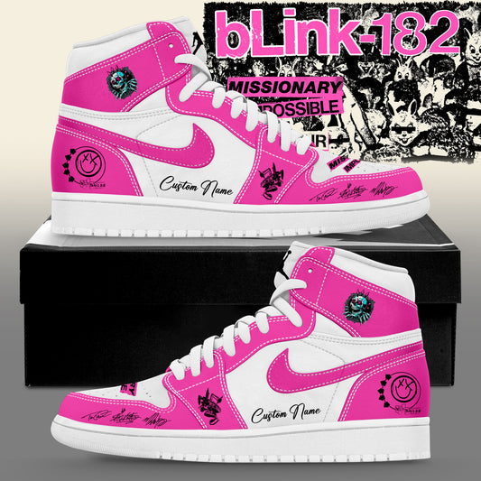 Blink‑182: Missionary Impossible Tour Signature Custom Name Pink Shoes JD
