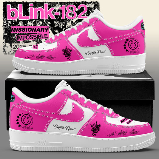 Blink‑182: Missionary Impossible Tour Signature Custom Name Pink Shoes AF