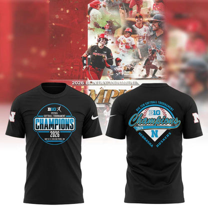 Nebraska Softball 2026 BIG TEN TOURNAMENT CHAMPIONS Shirt Black