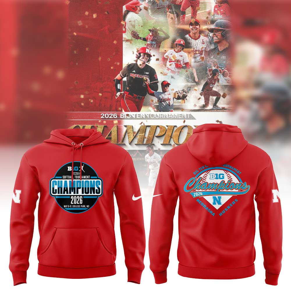 Nebraska Softball 2026 BIG TEN TOURNAMENT CHAMPIONS Hoodie Red V2