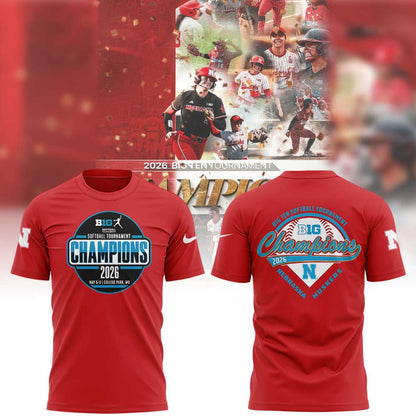 Nebraska Softball 2026 BIG TEN TOURNAMENT CHAMPIONS Shirt Red V2
