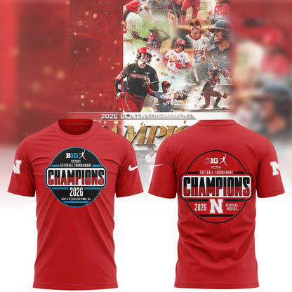 Nebraska Softball 2026 BIG TEN TOURNAMENT CHAMPIONS Shirt Red