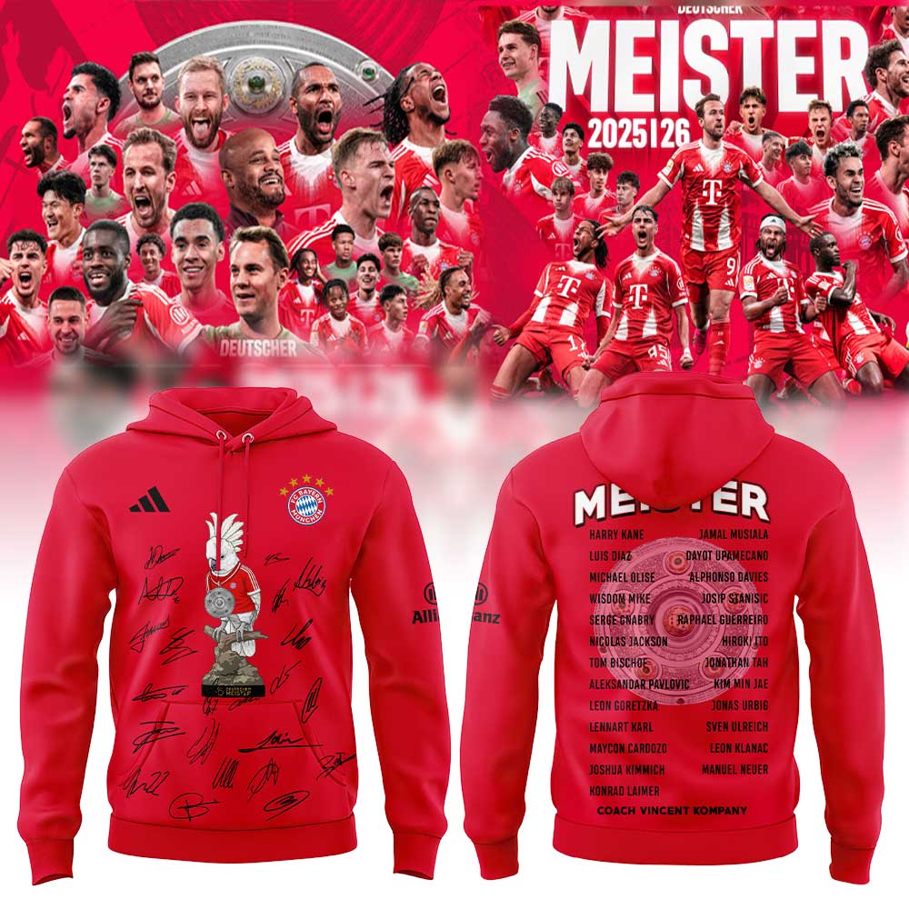 FC Bayern München DEUTSCHER MEISTER 2026 Hoodie Red