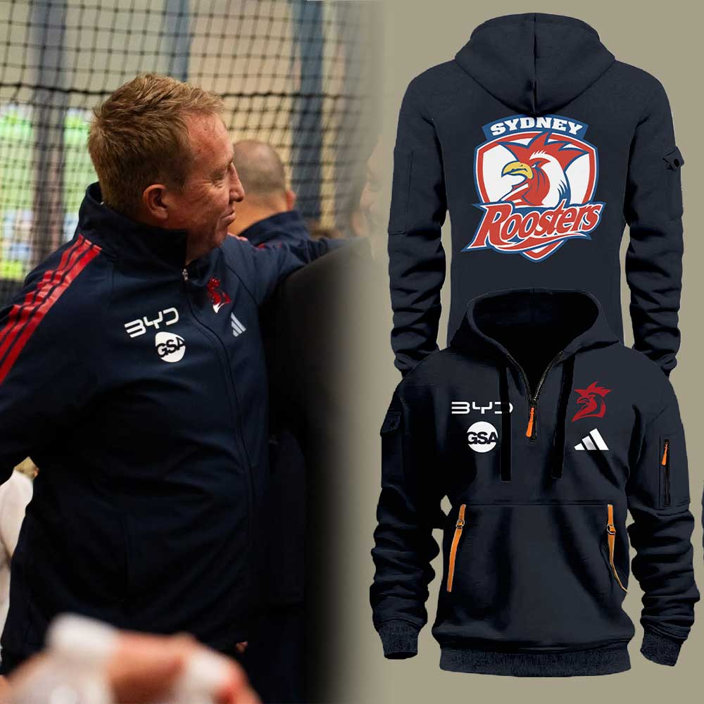 Sydney Roosters Coach Trent Robinson Presentation Blue Hoodie