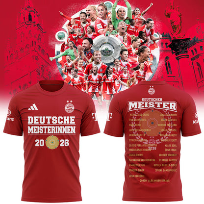 FC Bayern Frauen ” Has Won The Women™s Bundesliga Title For The Fourth Consecutive Time Shirt Red