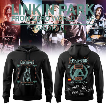 Linkin Park x From Zero world tour includes the Auditorio Miguel Ríos in Madrid, Spain. V2 Hoodie