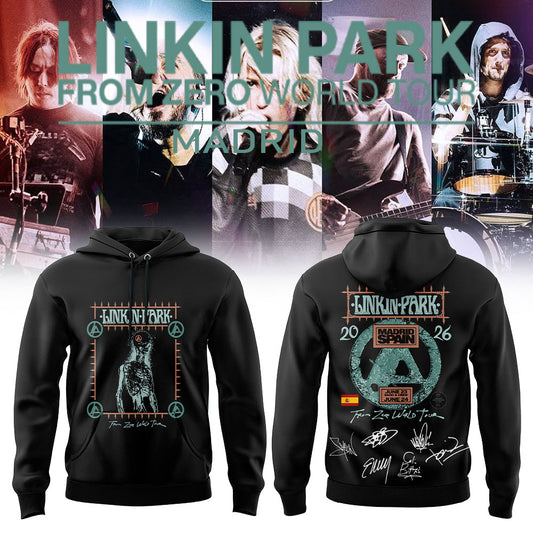 Linkin Park x From Zero world tour includes the Auditorio Miguel Ríos in Madrid, Spain. V2 Hoodie