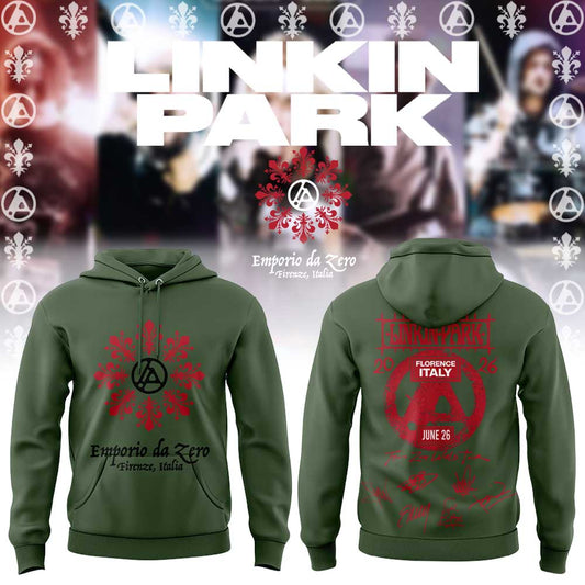 Linkin Park back in Italy at the Visarno Arena in Florence Hoodie Green