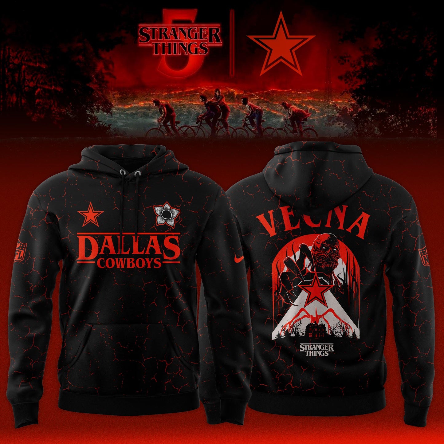 [Special Deal Black Friday] All NFL Teams x Stranger Things Limited Hoodie