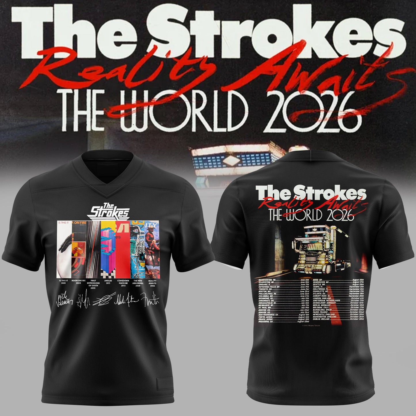 The Strokes – Reality Awaits Tour 2026 Edition Football Jersey