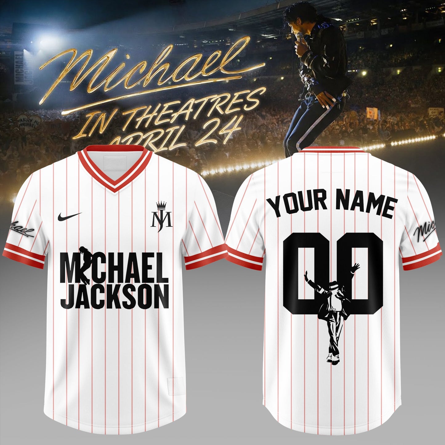 Michael Jackson Customize Football Jersey – Special Movie Edition – White