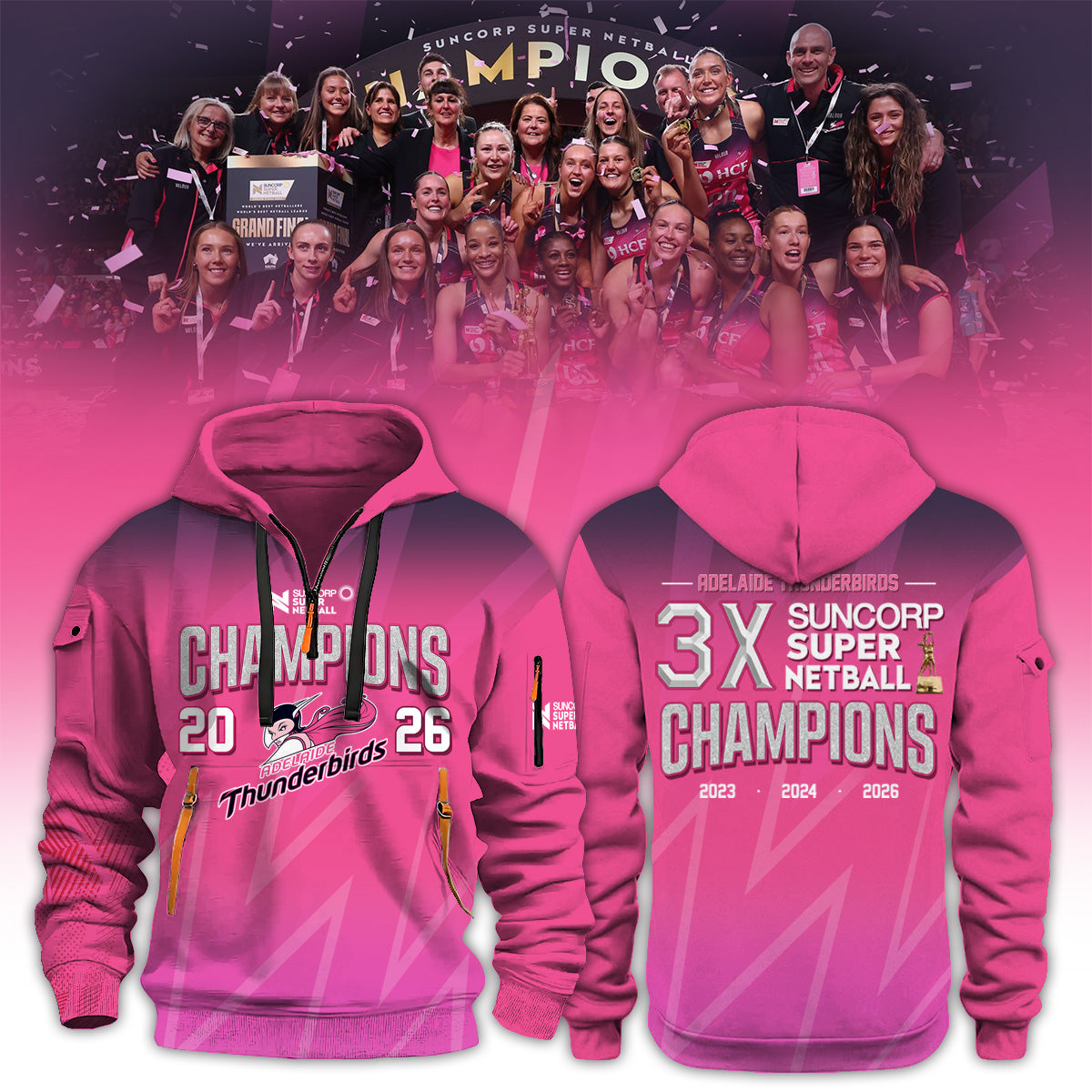Adelaide Thunderbirds 2026 Champions Women’s New Hoodie For Fans