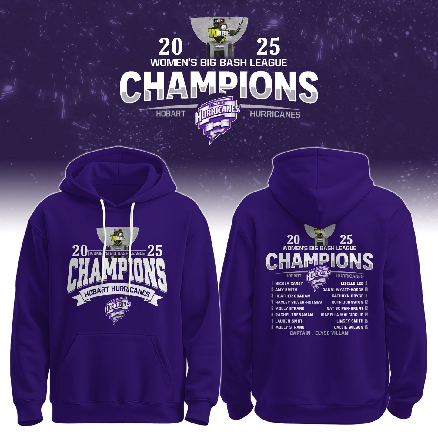 Hobart WBBL Champions 2025/26 Hoodie Limited Edition + Selling Out Fast