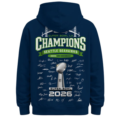Seattle Seahawks Super Bowl LX Champions Limited Edition Zip Hoodie
