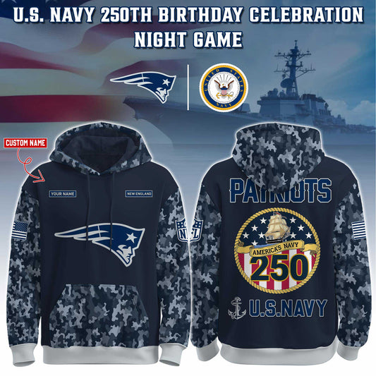 New England Patriots Navy 250th Birthday Hoodie Limited Edions