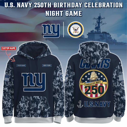 New York Giants Navy 250th Birthday Hoodie Limited Edions